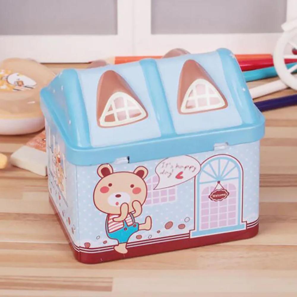 Cute House Coin Box Metal Coin Safe Storage Box House Shape Piggy Bank  Christmas Gift