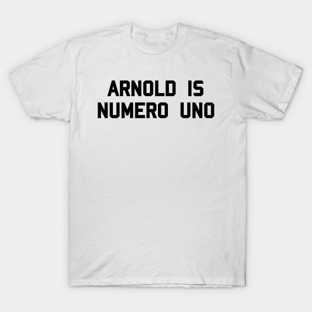 

Men Black Print T-shirt Arnold Is Numero Uno No-Cut Transfer Paper Print Cotton Tshirt M білий