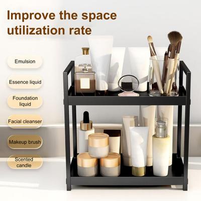 Arbeitsplatten-Lagerregal, doppellagig, robustes Metall, für Zuhause, Büro, Wohnzimmer, Küche, Badezimmer, Kosmetik-Organizer-Halter