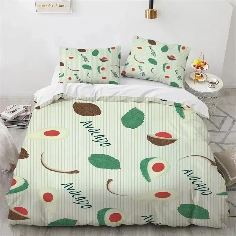 Luxuriös Neu 3D-Druck Avocado Gesichter Bequemer Bettbezug Steppdecke Kissenbezug Bettwäscheset Kinder Schlafzimmer Dekoration Heimtextil