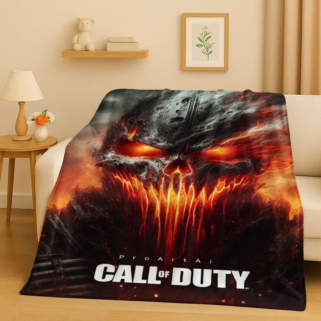 HD Classic Gun Game Call of Duty COD Ghost Simon Flannel Blanket,Ultra Soft Warm Plush Throw for Home Bedroom Bed Sofa Cover Kid