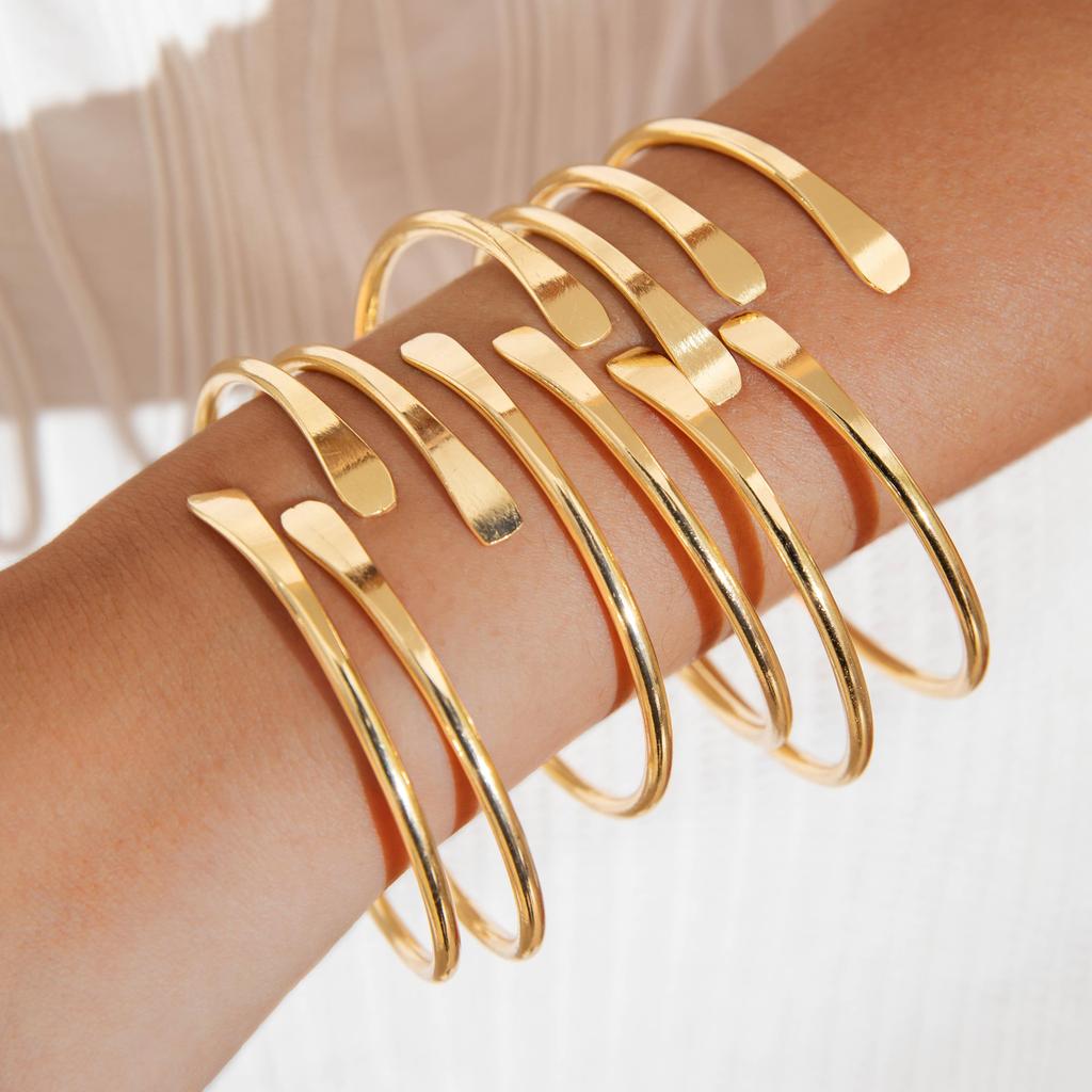 Simple Gold Color Opening Bangle Bracelts Ladies Punk Style Fashion Retro Trend Jewelry Accessories