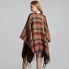 Scottish Classic Plaid Tassel Thick Warm Split Shawl Cape