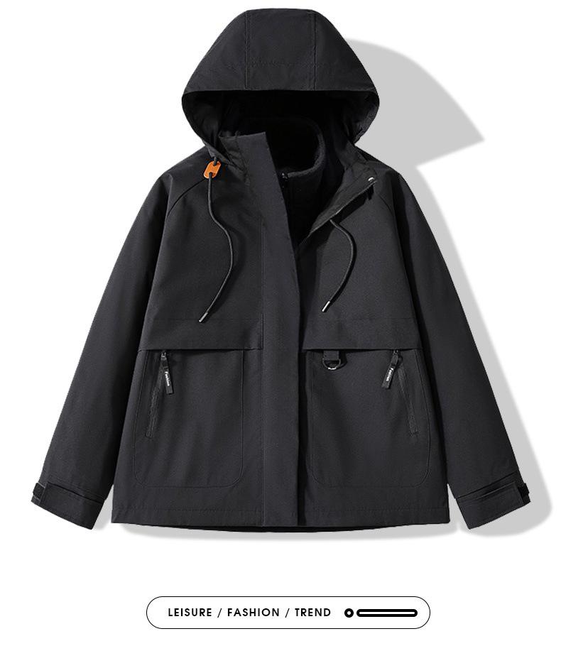 Couple's 3-in-1 Storm Hiking Jacket: Warm, Hooded, Windproof, Waterproof, with Removable Liner