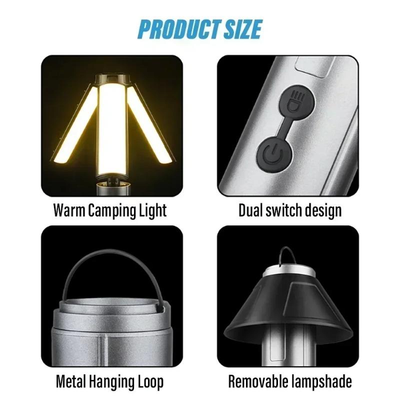 LED Camping Light Rechargeable Telescopic Zoom Flashlight, Multi-Functional Outdoor Lantern for Camping Hiking Fishing Emergency & Outdoor Activities
