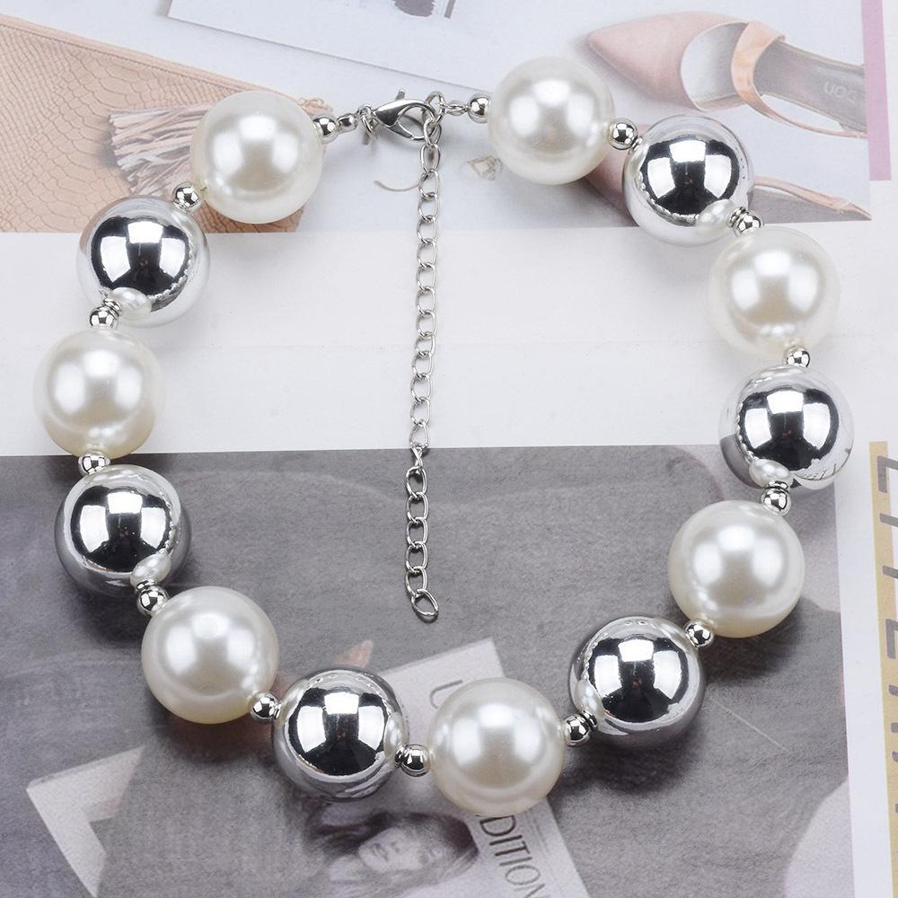 Creative Multi-layer Pearl CCB Sweater Chain Collarbone Chain Temperament Elegant Love-shaped Layer Necklace