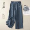 New Women's Retro Chinese-Style Cotton Linen Wide-Leg Pants: High-Waist, Loose-Fit, Spring/Summer Casual Wear.