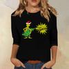 3/4 Sleeve Tops For Women T-Shirt Casual Christmas Print Tops T Shirt Round Neck Pullover Blouse