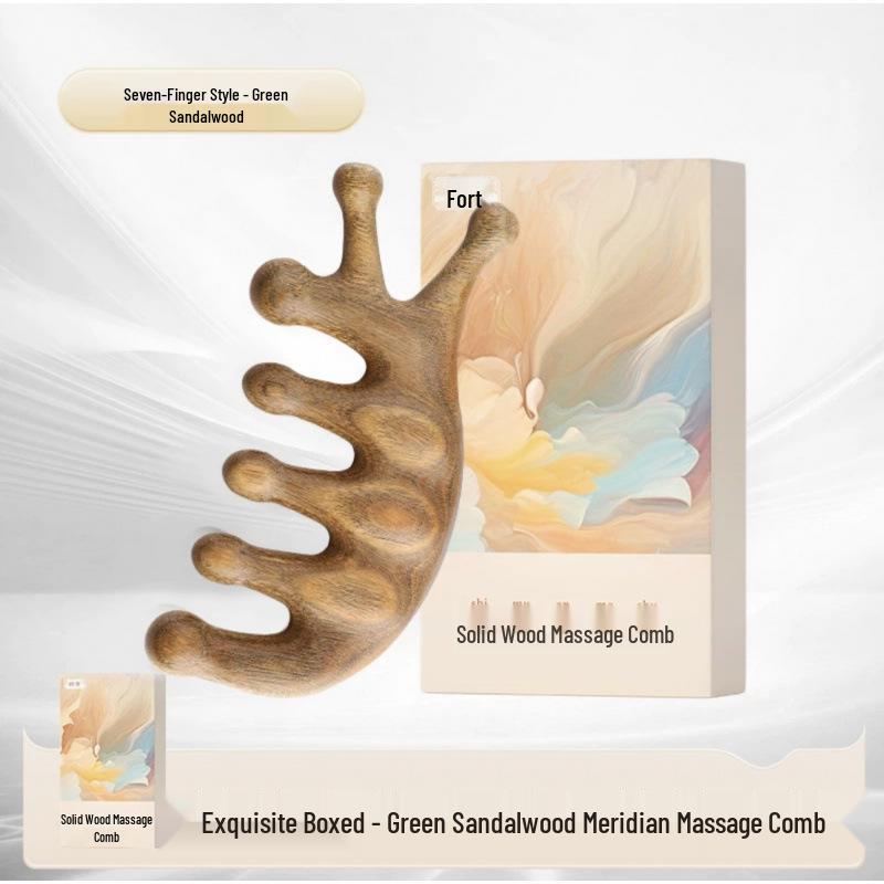 Rosewood Meridian Massage Comb for Face and Scalp Therapy, Unisex, Natural and Paint-Free