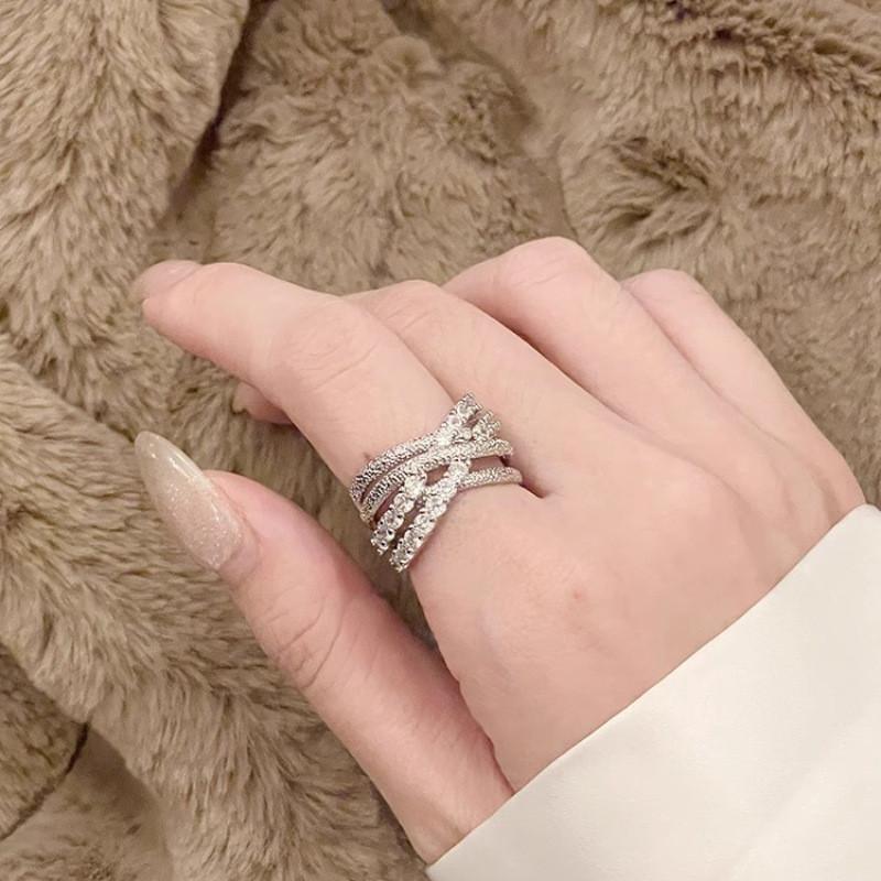 Exquisite Adjustable Open Ring For Women Featuring Unique Zirconia In Geometric Style