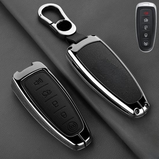 Zinc Alloy Leather Car Key Fob Case Cover Bag For Lincoln MKS MKT MKX Navigator