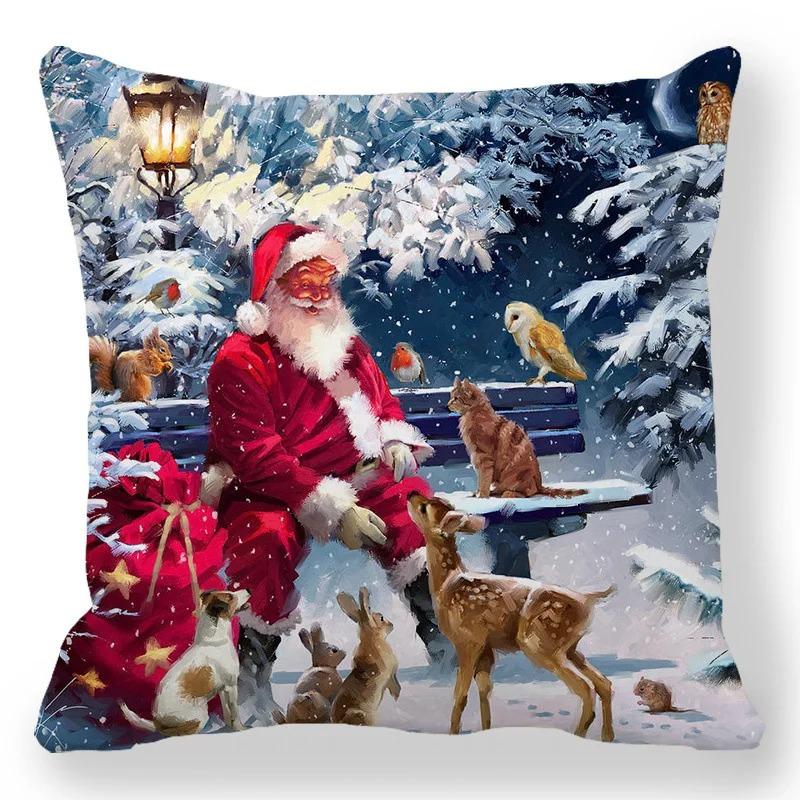 Christmas Themed Pillowcases Car Accessories Office Santa Claus Living Room Sofa Home Pillowcases