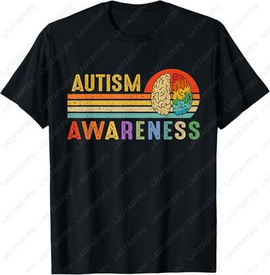 World Autism Awareness Neurodiversity Autistic April Sunset T-Shirt Summer Cotton Fashion Tshirts Casual Streetwear Fashion Tops