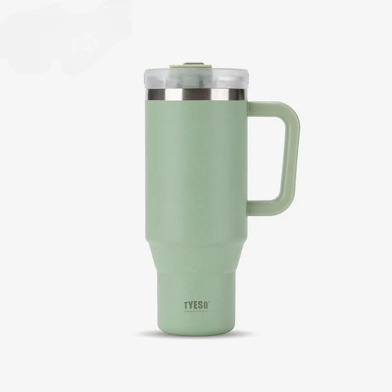900ML/1200ML Tyeso Stainless Steel Water Bottle Car Thermos Cup Coffee Cups with Handle Sport Vacuum Flask Drinking Utensil Gift