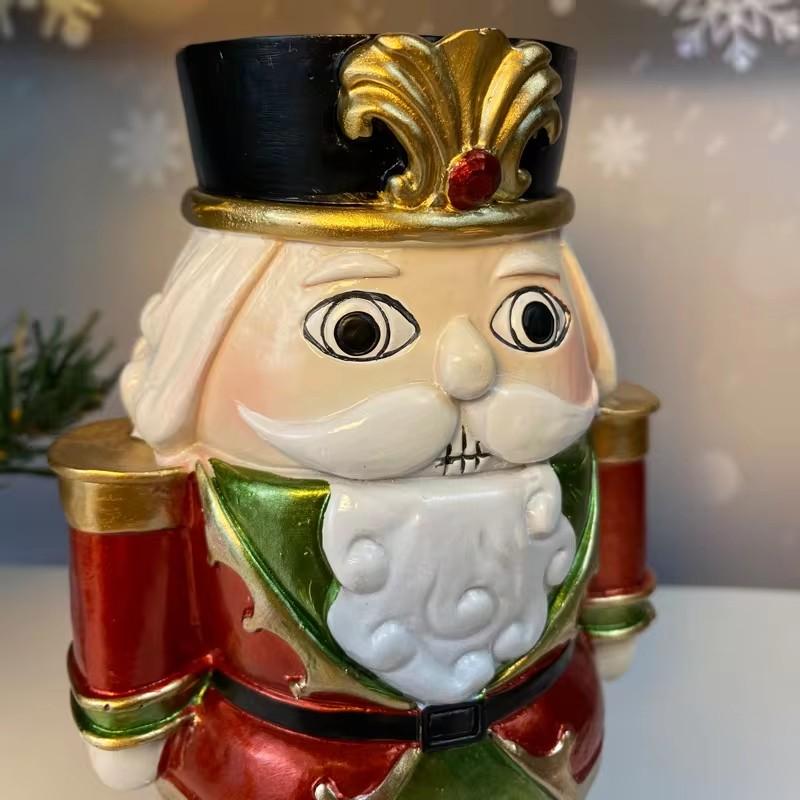 Nutcracker Candlestick Decor Household Living Room Desktop Candlestick Christmas Resin Decoration Objects