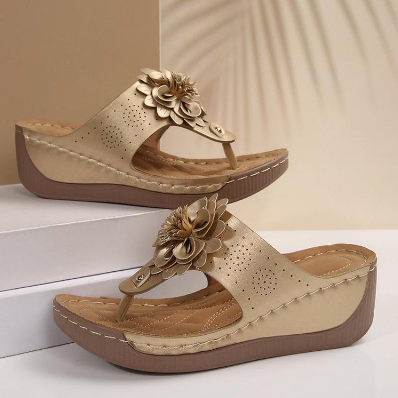 E new large-size women's shoes spring and summer slope heels open-toed slippers women's sandals