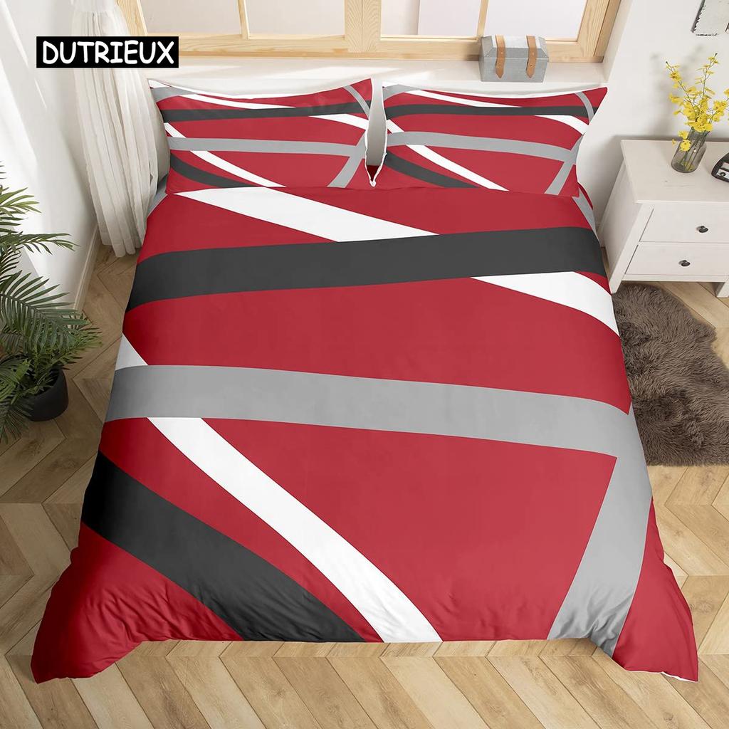 Povlečení s zebřím vzorem King size Abstraktní pruhy Zvířecí kůže Ložní sada Geometrické linie Moderní polyesterový povlak na přikrývku