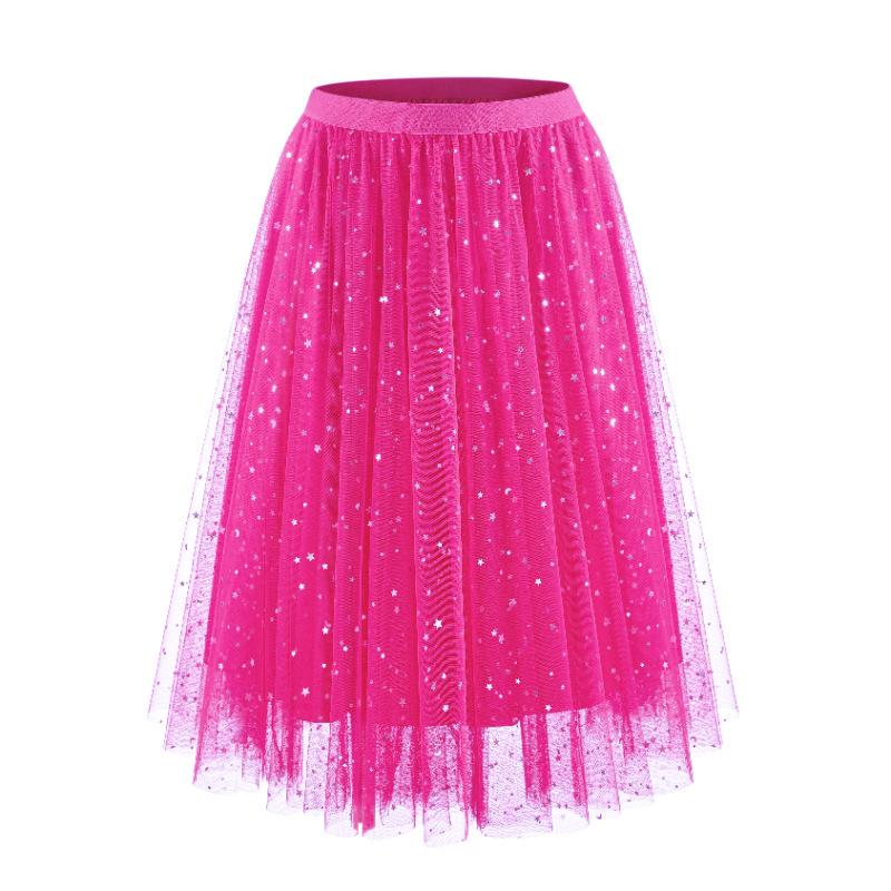 Spring Summer Single-layer Skirts Tutu Skirts Puff Skirts Star and Moon Sequin Multi-panel Tulle  Fluffy Layered Tulle Tutu Skirt