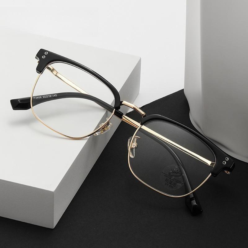 2026 new square glasses women's men's business leisure eyebrow frame glasses frame anti-blue light eye protection flat light glasses