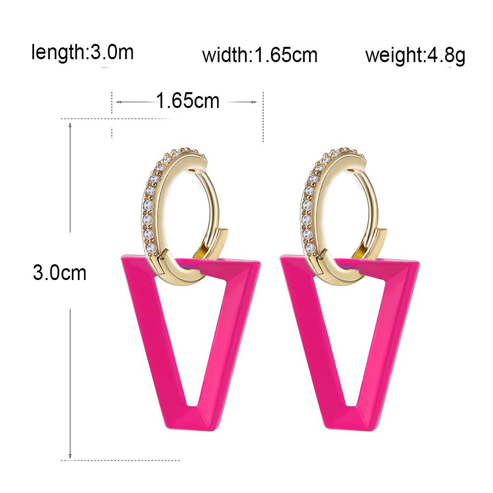 1 Pair Gold Silver Color Women Dangle Earring Geometric Triangle Painting Neon Green Fluorescent Jewelry Earring For Women Hoop