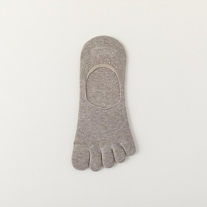 Men's Solid-color Casual Boat Socks, Spring and Summer Breathable Thin Cotton Antibacterial and Deodorizing Short Socks, Summer Toe Socks