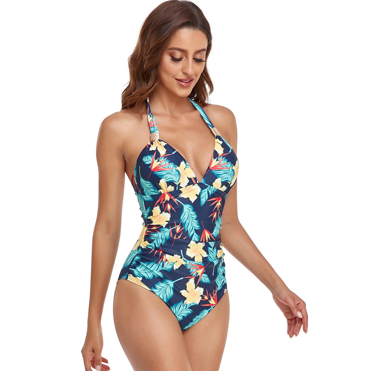 2026 European & American Plus Size Backless Slimming One-piece Swimsuit for Women S