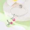 copper Green Butterfly and Pink Flower Bag Dangle Charm Compatible With Do It Yourself Bracelets Necklaces Womens Romantic Jewellery