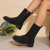 Autunno 2026 Nuovi Stivali Al Polpaccio Taglie Forti 36-43 Punta Tonda Zip Laterale Stile Britannico Vintage Stivaletti per Donna Botas Mujer