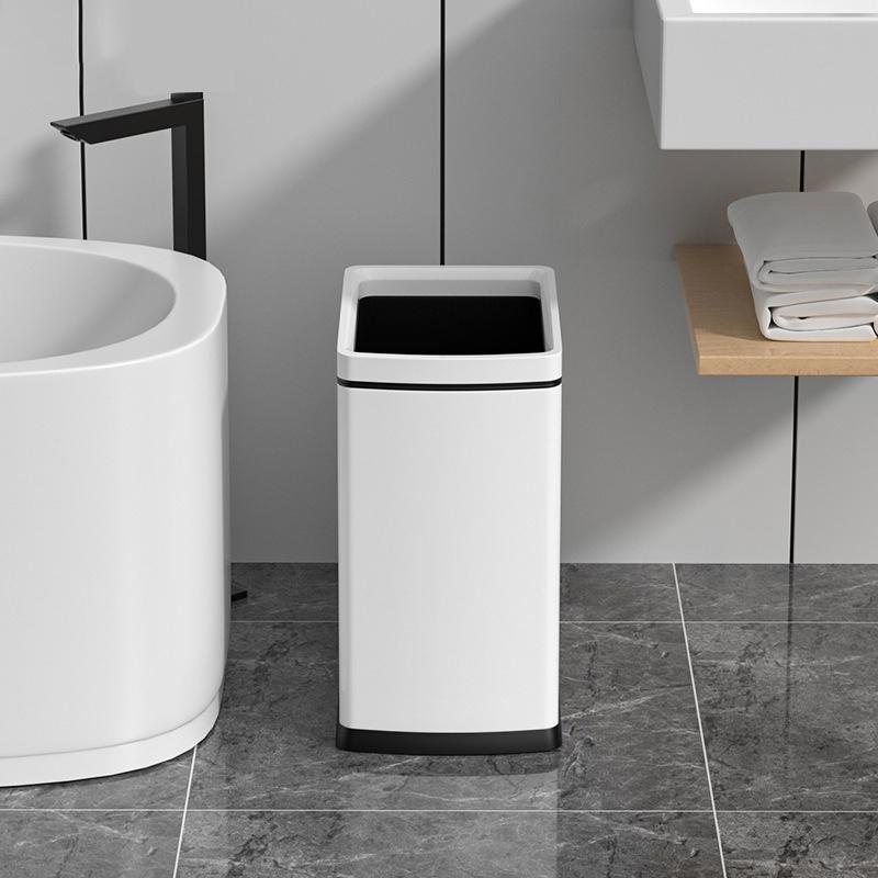 Stainless Steel Trash Can Large Capacity Kitchen Trash Bins Creative Square Toilet Garbage Bin Household Cleaning Accessories