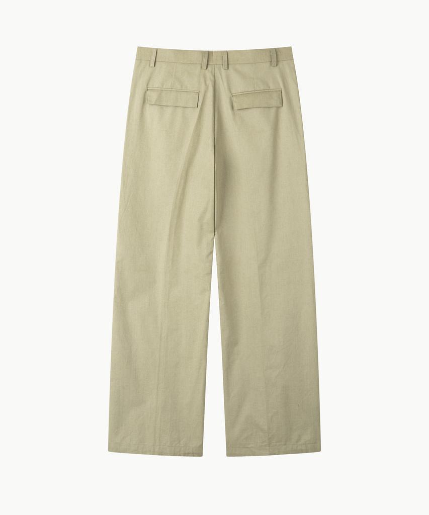 Leondi Press Semi-Wide Cotton Slacks - Beige