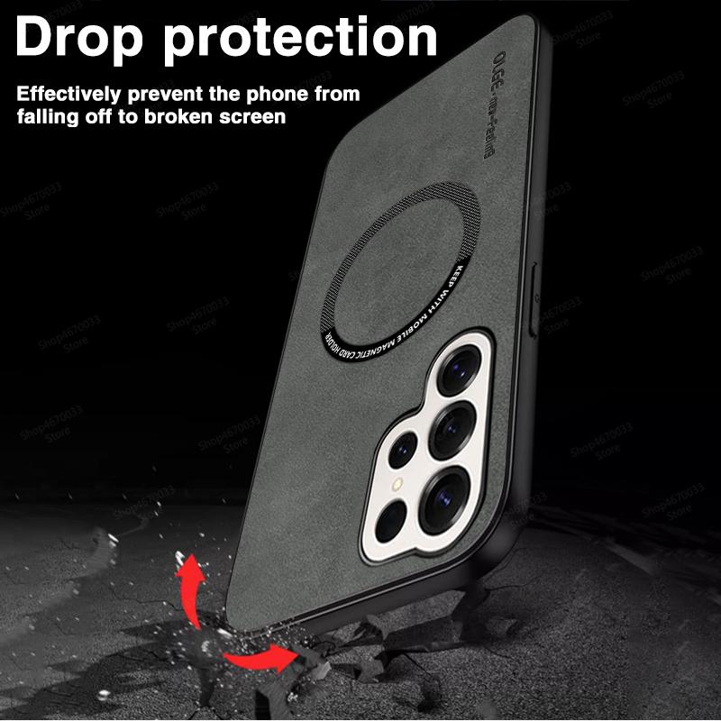 Handyhüllen aus Leder für Samsung S25 S24 S23 S22 S21 S20 Ultra Plus Edge FE Note 20 Ultra Stoßfest Für Magsafe Magnetische Hülle