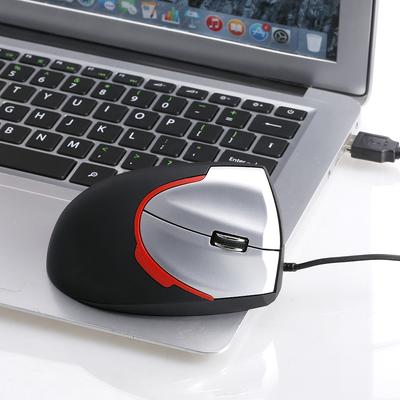 Dikey Kablolu Fare Ergonomik Optik 3 Tuşlu Oyun Ofis Faresi PC / Dizüstü Bilgisayar için Siyah