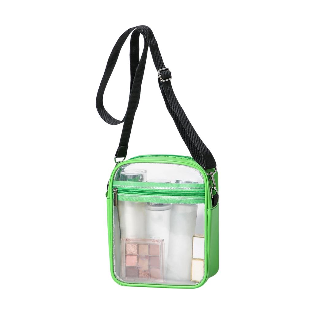 Transparent PVC Crossbody Bag Small Square Shoulder Bag Adjustable Strap Lightweight Clear Purse with Zipper Pocket for Daily Use