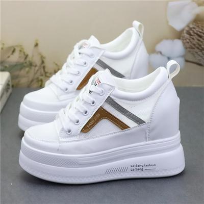 10CM Air Mesh Synthetic Leather Platform Wedge Sneakers High Brand Casual Women Shoes Ladies Vulcanize Summer Breathable
