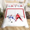 Eishockey Bettbezug Helm Schlittschuhe Bettdeckenbezug Winter Eis Sport Spiele Bettwäsche-Set für Jungen Puck Hockeyspieler Steppdeckenbezug