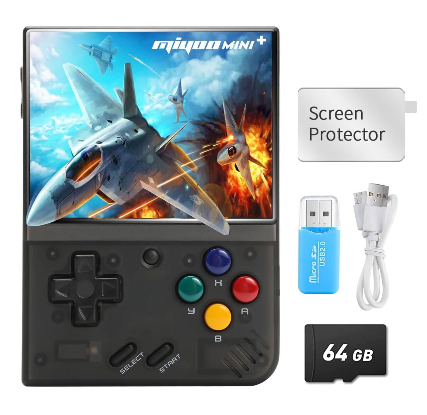 

Miyoo mini plus Портативна Ретро Ручна Ігрова Консоль з 64 ГБ IPS 3000 мАг Японська Мова Прозорий Чорний ОЗП, 3,5-дюймовий Екран, Акумулятор, Підтримка,