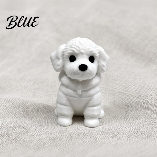 Modern Dog Ornament 3D Printed Sitting Figurine, Mini White Statue for Desk Plastic Puppy Decoration Decor, Animal Shape Home Office Bookshelf