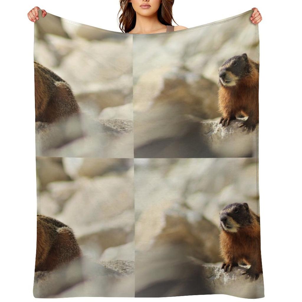 marmot Throw Blanket Camping Heavy Cute Plaid Furrys Blankets