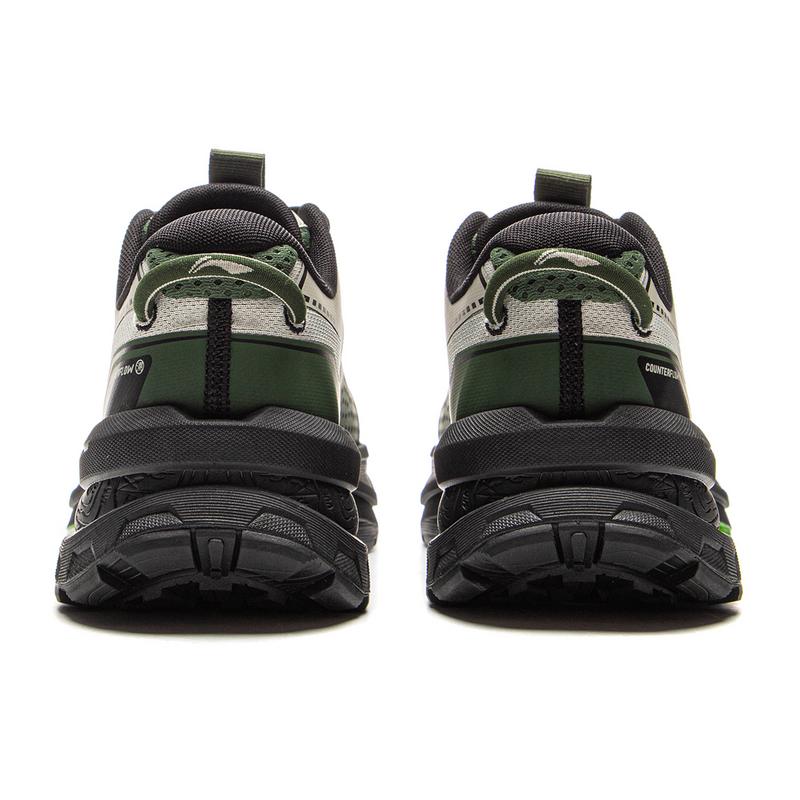 Li Ning CF Trail Pohodlné Módní Tlumící Protiskluzové Odolné proti Opotřebení Nízké Trekové Boty Unisex Trekové Boty Šedá Zelená AHTU023-8