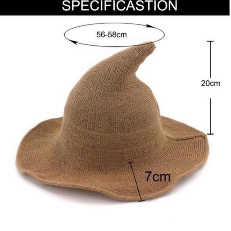 Vintage Halloween Woman Witch Hat Costume Wool Knit Hat Party Coseplay Masquerade Witch Hat Halloween Prop Decoration