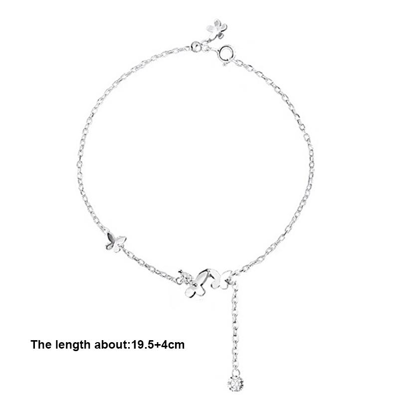 ANENJERY Women'S Anklet Butterfly Tassel Anklet for Women Simple Sweet Zircon Bracelet Anklet Jewelry