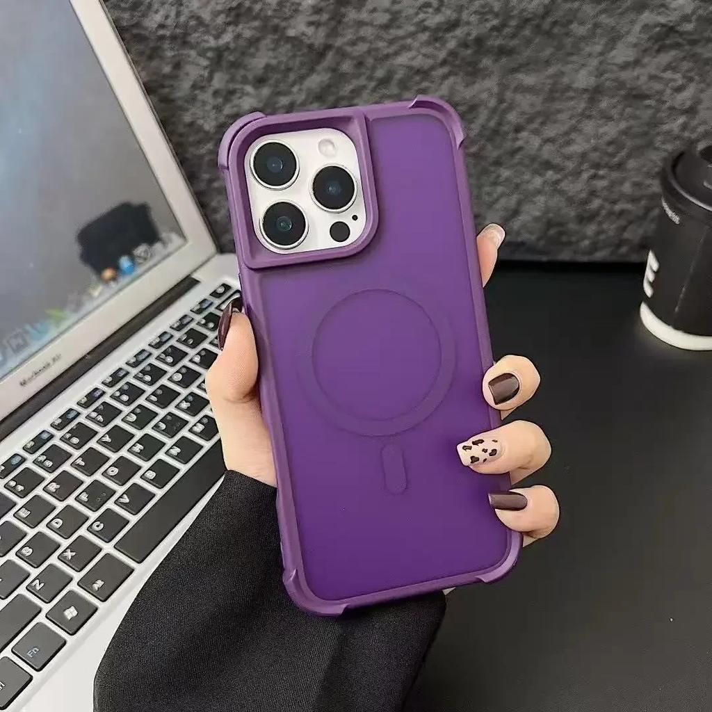 Magnetische Luxus Matte Anti-Schock Rüstung Hülle Für iPhone 17Air 15 14 13 12 16 Pro Max Kabelloses Laden Für Magsafe Abdeckung