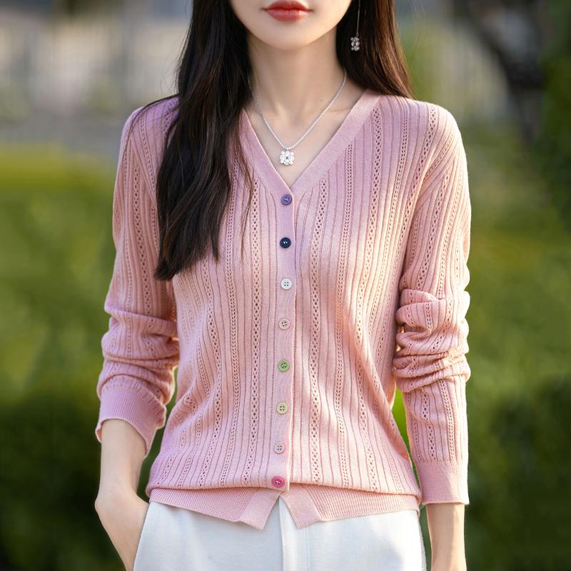 Women's Cashmere Cardigan Qinghe Cashmere 50% Wool 50% Silk Women's Autumn and Winter Cashmere Cardigan Soft and Warm