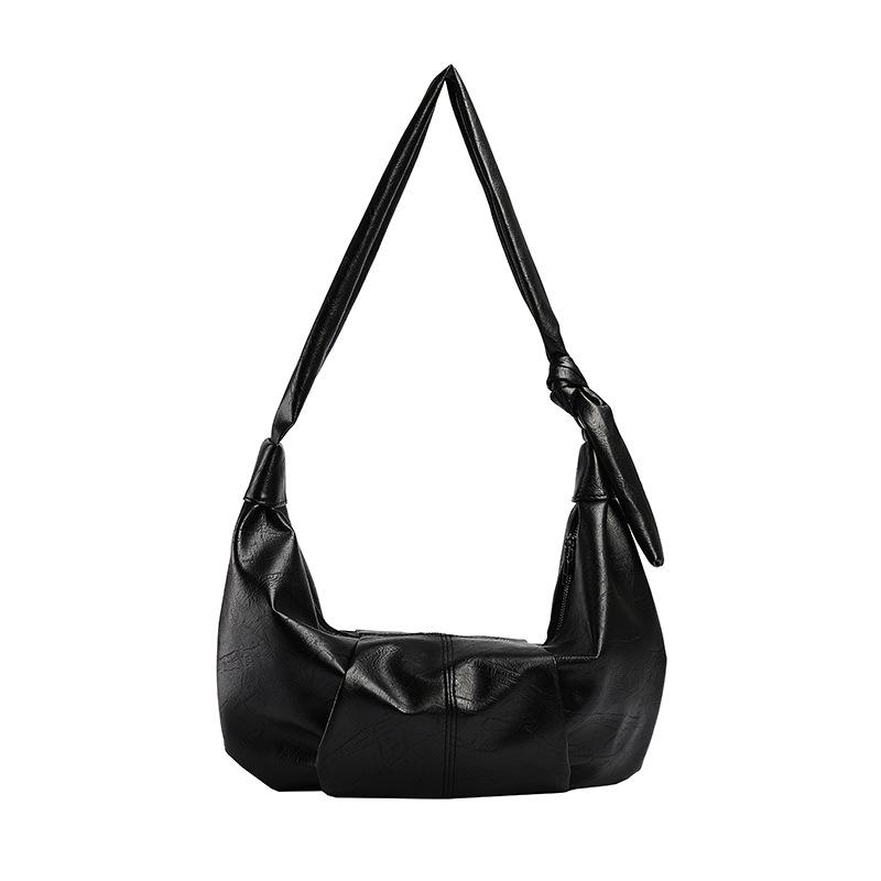 Korean Glossy Bag Women's 2025 New Lazy Wind Pleated Dumpling Bag Large Capacity Trendy Shoulder Messenger Bag