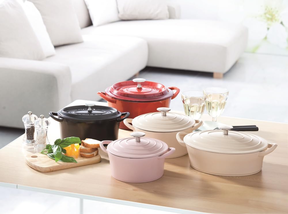 Ishigaki Cast Iron Bon Bonnaire 20cm Cocotte, Gas/IH Compatible, Ivory,