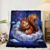 Squirrel Dreams Under Moonlight Blanket Flannel Blanket for Bed, Sofa, Camping, Hiking, Picnic Essentials, Gift for Family Fan Gifts