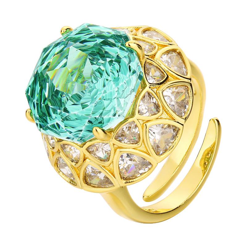 Jewelry Copper Bottom Gold Plated Rose Cut Roland Gold Vintage Ring Heroine Stone 14Mm