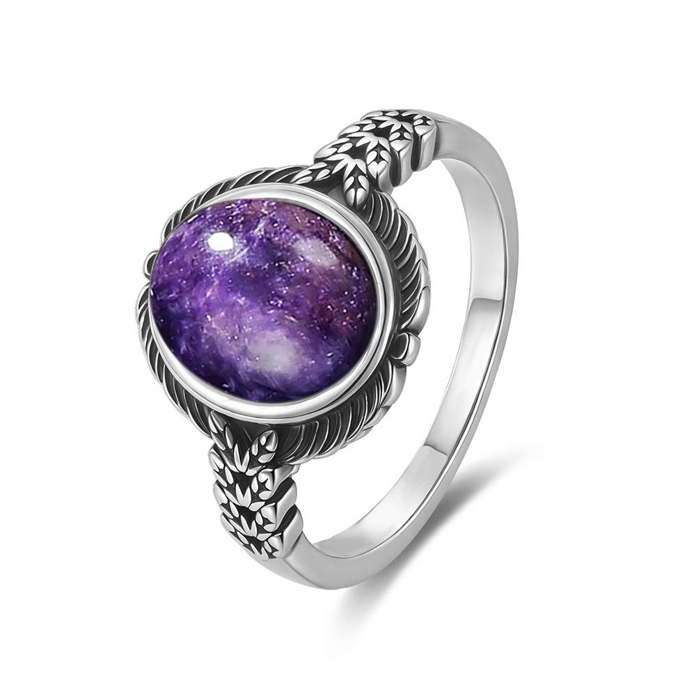 Vintage S Sterling Silver Natural Moonstone Ring Oval 8*10MM Simple Black Twists Ring Party Gifts Fine Jewelry For Women Men