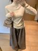 Korean Lace Trim Half-High Neck Long Sleeve Women's T-shirt: Slimming, Chic, Versatile Base Layer