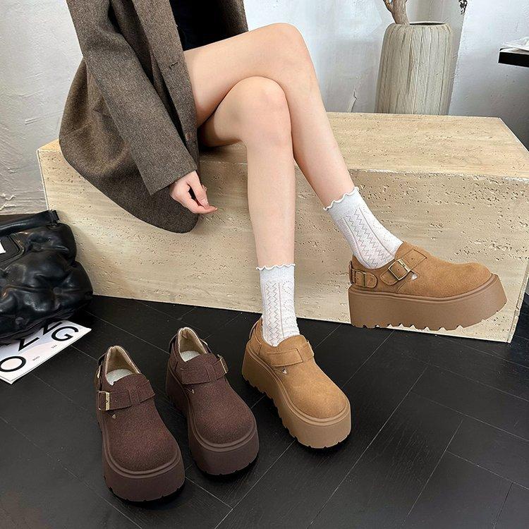 European Matte Thick-soled Versatile Muffin, Small Man, Super High Heel, Boken Shoes, One Pedal, Loafers, Big Head Shoes, Women's Shoes